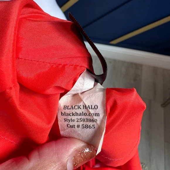 Black Halo cowl neck orange 🍊 sheath - Picture 10 of 12